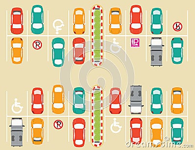 Car park parking lot. Vector Illustration