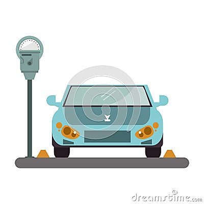 Car on park zone Vector Illustration