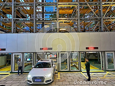 A car parking elevator lift garage Editorial Stock Photo