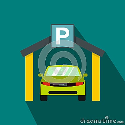 Car parking icon in flat style Vector Illustration