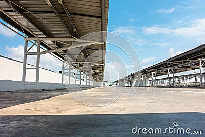 Car Parking Lot and Empty Space for Vehicle Park Area in Department Store, Perspective Outdoor of Building Car Resting Stock Photo