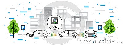 Car parking sensor vector illustration with colorful elements Vector Illustration