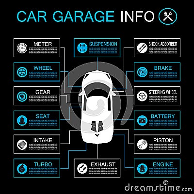 Car part information Vector Illustration