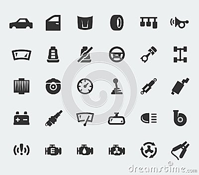 Car parts large icons Vector Illustration