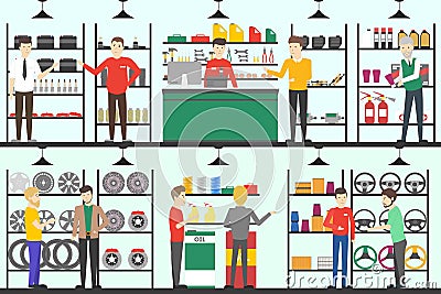 Car parts store. Vector Illustration