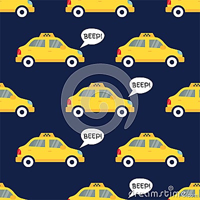 Taxi. Cartoon Transportation Background. Vector Illustration