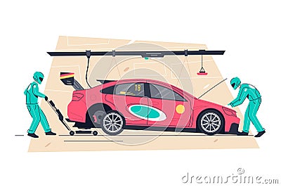 Car pitstop team service Vector Illustration