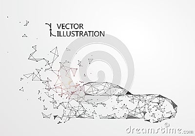 A car with a point line connection, vector illustration. Vector Illustration