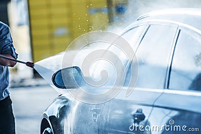 Car Power Cleaning Stock Photo