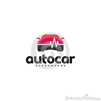 Car pulse logo template. Car Repair Logo Design Template. Auto car logo repair Vector Illustration