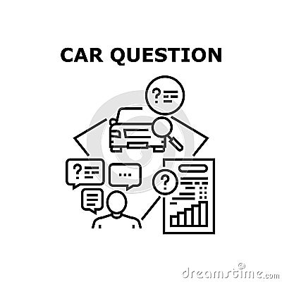 Car Question Vector Concept Black Illustration Vector Illustration
