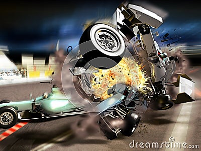 Car race accident Stock Photo