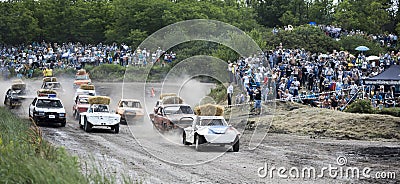 Car Race for survival on the Bizon Track Show Editorial Stock Photo