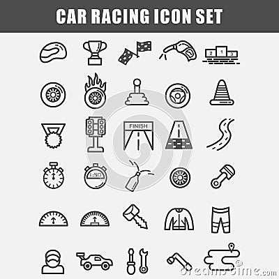 Simple car racing icons set vector Vector Illustration