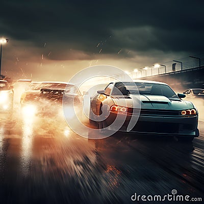 car racing motorsports drag racing circuit racing car tra three generative AI Stock Photo