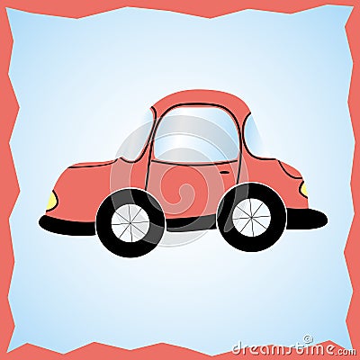 Car, red color in the old style Stock Photo