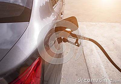 Car refueling gasoline at gasstation Stock Photo