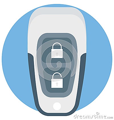 Car Remote Color Isolated Vector Icon that easily can be modified and edit. Vector Illustration