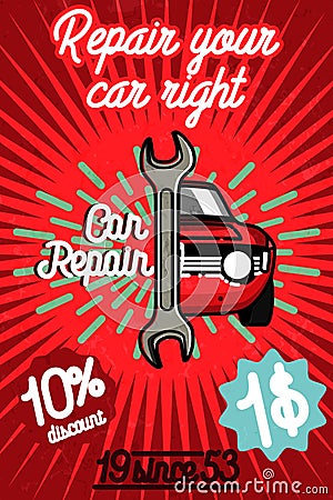 Car repair banner Vector Illustration