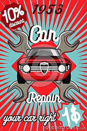 Car repair banner Vector Illustration