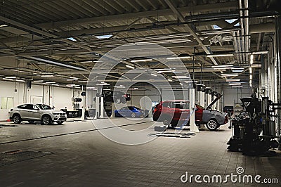 Car in repair in garage Stock Photo