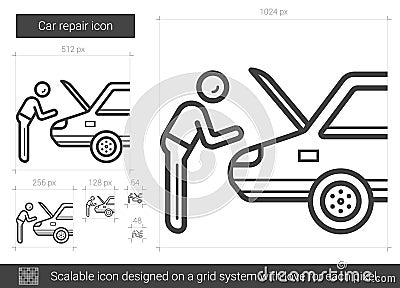 Car repair line icon. Vector Illustration