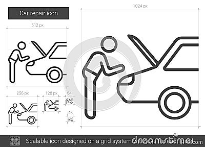 Car repair line icon. Vector Illustration