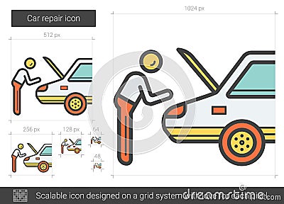 Car repair line icon. Vector Illustration