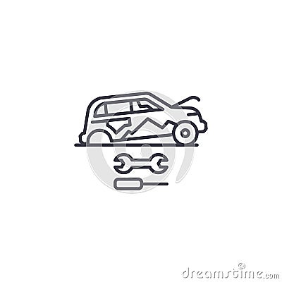 Car repair linear icon concept. Car repair line vector sign, symbol, illustration. Vector Illustration