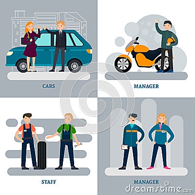 Car Repair Square Concept Vector Illustration