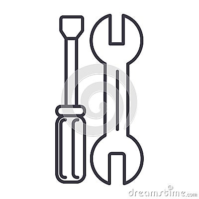 Car repairs vector line icon, sign, illustration on background, editable strokes Vector Illustration