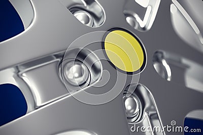 Car rim close-up view with focus effect. 3d illustration Cartoon Illustration