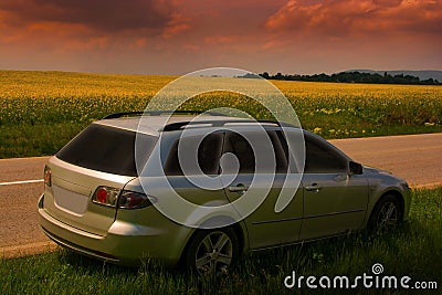 Car by the road Stock Photo