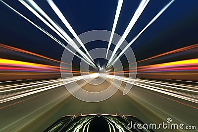 Car on road with motion blur background. Stock Photo