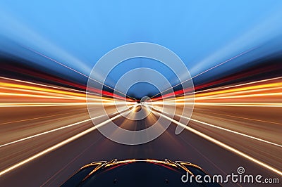 Car on road with motion blur background. Stock Photo