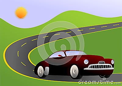 Car on road Vector Illustration