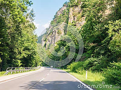 Car on road in Wachau Valley in Lower Austria Editorial Stock Photo