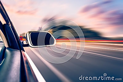 Car on the road with motion blur background Stock Photo