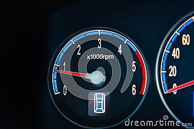 Car RPM gauge at idle speed Stock Photo