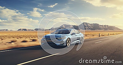 A Car's Voyage on the Open Highway. The adventure of road trips. Generative AI Stock Photo