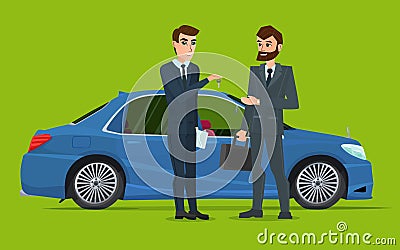 A Car sale handed to other man. Vector Illustration