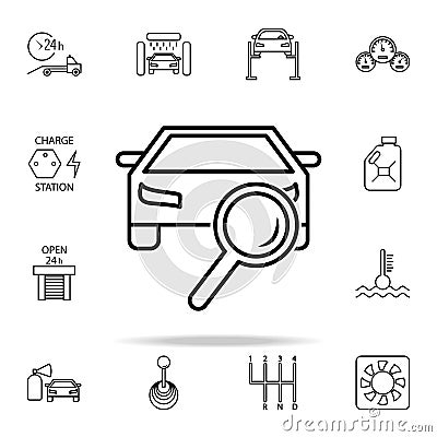 car searching problem icon. Cars service and repair parts icons universal set for web and mobile Stock Photo