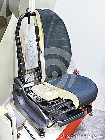 Car seat cross section at exhibition in store Editorial Stock Photo
