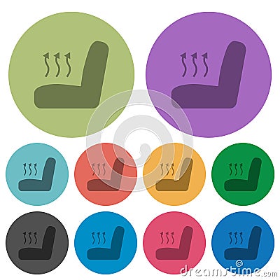 Car seat heating color darker flat icons Vector Illustration