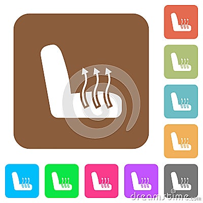 Car seat heating rounded square flat icons Vector Illustration