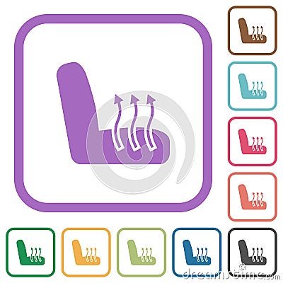 Car seat heating simple icons Vector Illustration