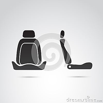Car seat profile and front icon. Vector Illustration