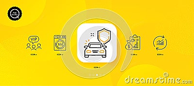 Car secure, Dryer machine and Update data minimal line icons. For web application, printing. Vector Vector Illustration