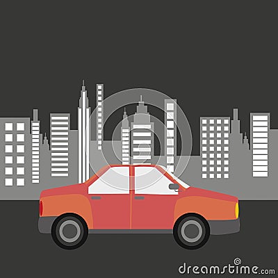 Car sedan city background design Vector Illustration