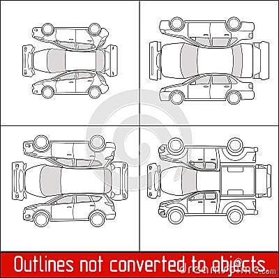 Car sedan hatchback suv pickup vehicle check condition and inspection form Vector Illustration